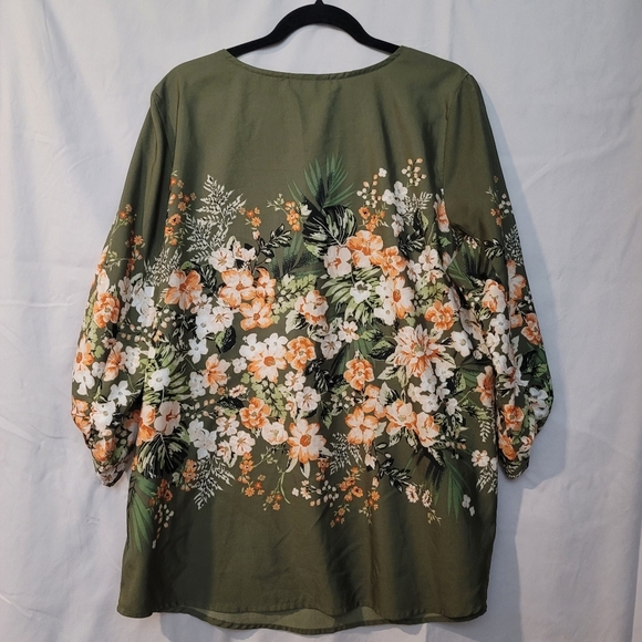 Dress Barn Floral Tunic 3/4 Sleeves Top - XL - Picture 2 of 8